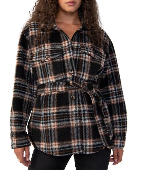 Plaid Print Long Sleeve Button